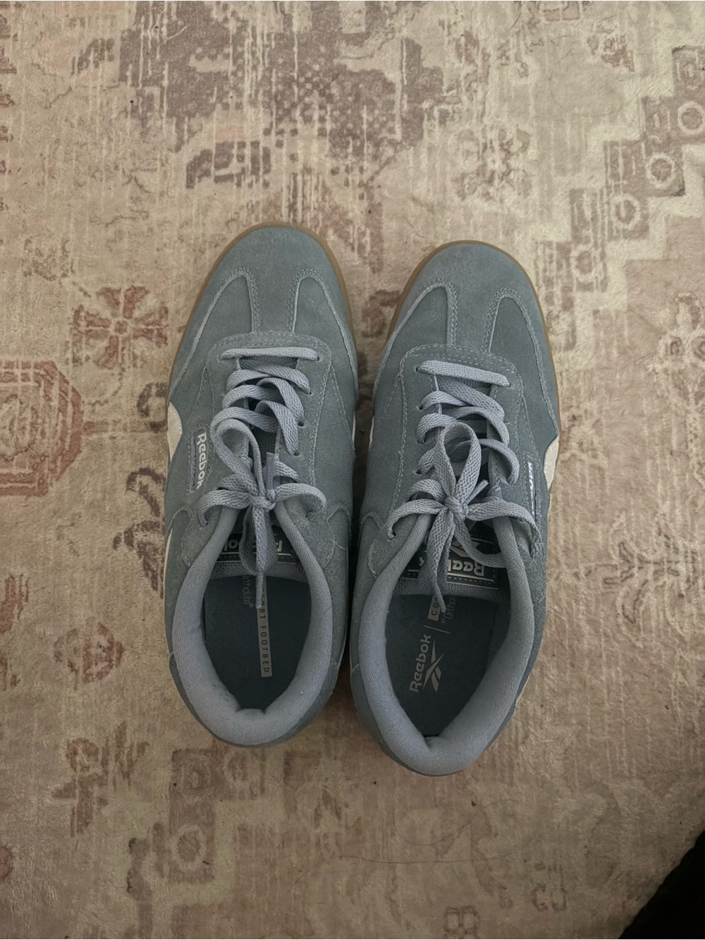 Reebok Light Gray Suede Sneakers with Gum Outsole